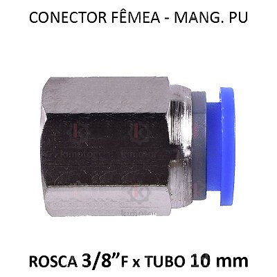 Conexão PU - 10mm x 3/8 F BSP - PF1038