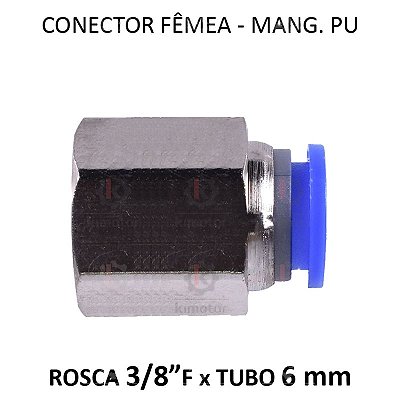 Conexão PU - 6mm x 3/8 F BSP - PF638