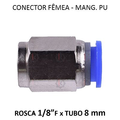 Conexão PU - 8mm x 1/8 F BSP - PF818