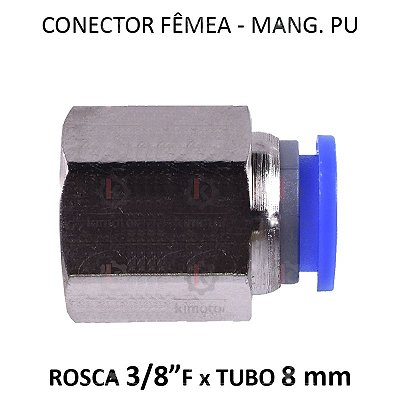 Conexão PU - 8mm x 3/8 F BSP - PF838