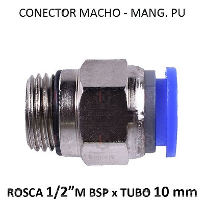 Conexão PU - 10mm x 1/2 M BSP - PM1012