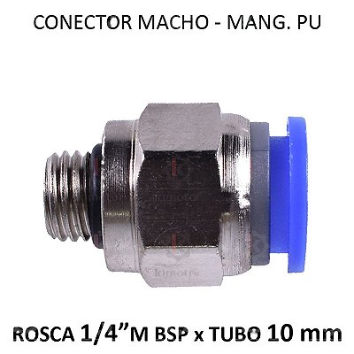 Conexão PU - 10mm x 1/4 M BSP - PM1014