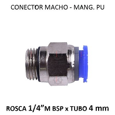 Conexão PU - 4mm x 1/4 M BSP - PM414