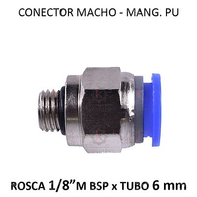 Conexão PU - 6mm x 1/8 M BSP - PM618