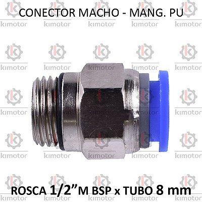 Conexão PU - 8mm x 1/2 M BSP (728014)