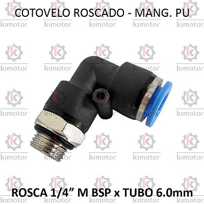 Cotovelo PU x Rosca - 6mm x 1/4 M BSP (728107)