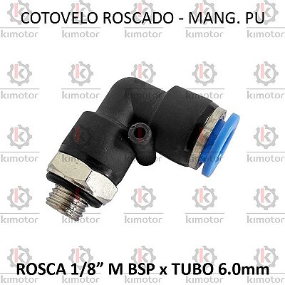Cotovelo PU x Rosca - 6mm x 1/8 M BSP (728106)