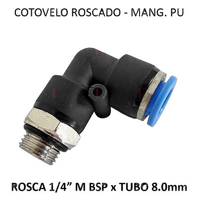 Cotovelo PU x Macho - 8mm x 1/4 BSP - PC814M