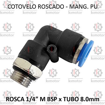 Cotovelo PU x Rosca - 8mm x 1/4 M BSP (728110)