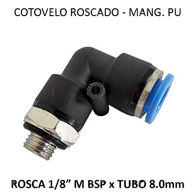 Cotovelo PU x Macho - 8mm x 1/8 BSP - PC818M