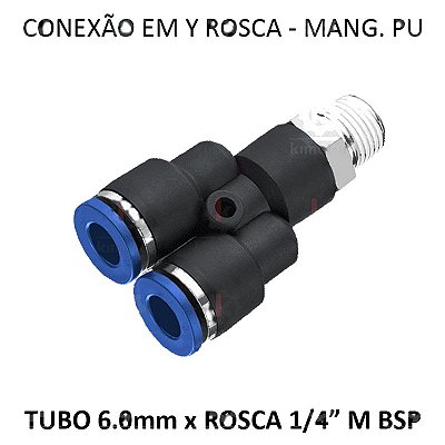 Conexão Y PU - 6mm x 1/4 M BSP - PY614M