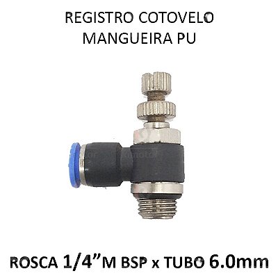 Válvula Registro PU x Rosca - 6mm x 1/4 M BSP (728910)