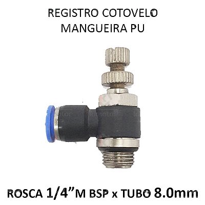 Válvula Registro PU x Rosca - 8mm x 1/4 M BSP (728911)