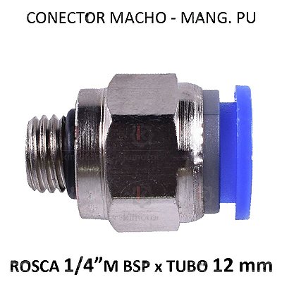 Conexão PU - 12mm x 1/4 M BSP - PM1214