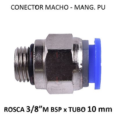 Conexão PU - 10mm x 3/8 M BSP - PM1038