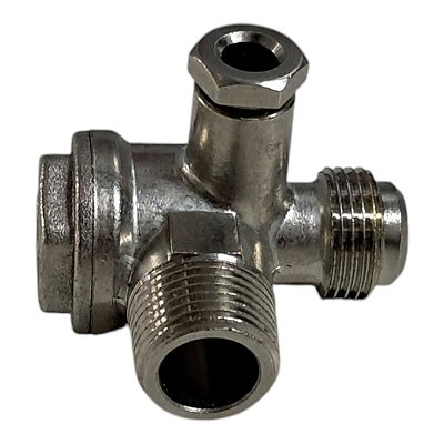 Válvula de Retenção Motocompressor - 1/2 M x 3/8 M x 1/8 F - Schulz CSA 7.7 e CSA 8.5 Air Plus (703774 - 022.0226-0/AT)