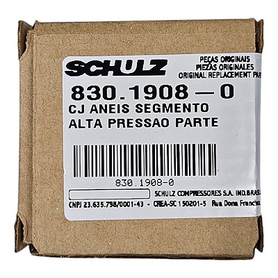 Jogo de Anéis Compressor - 48.5 mm - Schulz CSV 15 e 20 Isento de Óleo - Lado AP (830.1908-0) - P2.O19