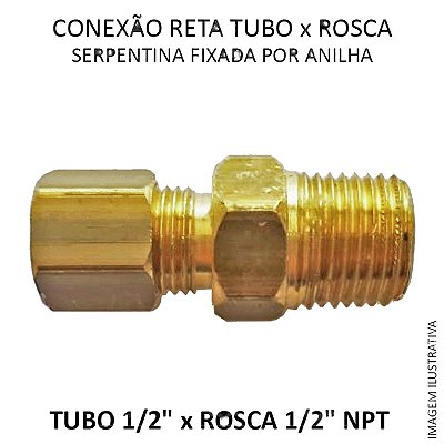Conexão Reta - Anilha x Rosca M - 1/2 x 1/2 NPT (001020)