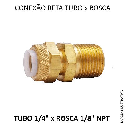 Conexão Reta - Anilha x Rosca M - 1/4 x 1/8 NPT - Anilha Plástica