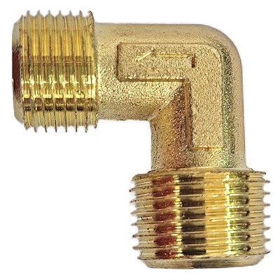 Cotovelo em Latão Macho - 3/8 x 1/2 BSP - Motocompressor Motomil MAM 10 [OD22]