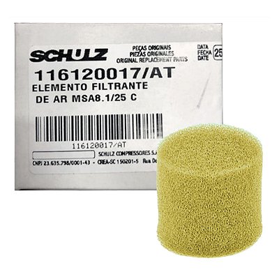 Filtro de Ar Compressor Schulz CSA 8.5 - Espuma (116120017/AT) [P2 - H20]