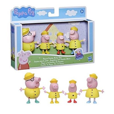 Mini Figuras - Peppa E Sua Família Dia De Chuva - Peppa Pig