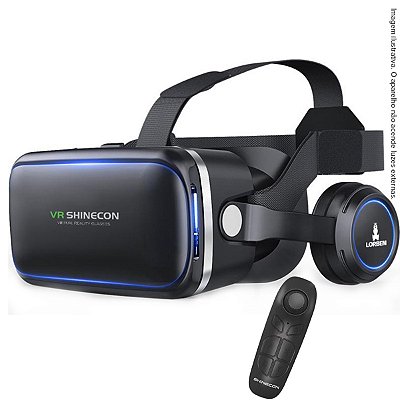 Óculos VR Realidade Virtual Lorben 3D Com Fone Ouvido Estéreo e Controle Remoto