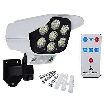 Luminária Solar 77 Led 30W Lorben Formato Câmera com Sensor de Presença e Controle Remoto