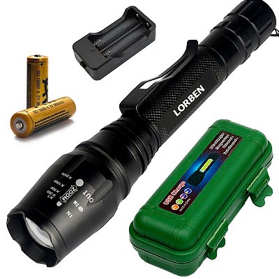 Lanterna LED CREE XML T6 Tática Lorben 2.140.000 Lúmens 788.000W Zoom de 1x a 2000x