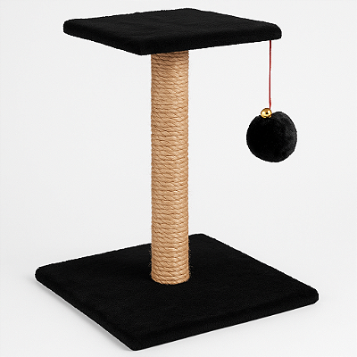 Arranhador para Gatos Lorben Pet Quadrado Poste Sisal com Brinquedo Pompom Pelúcia Guizo