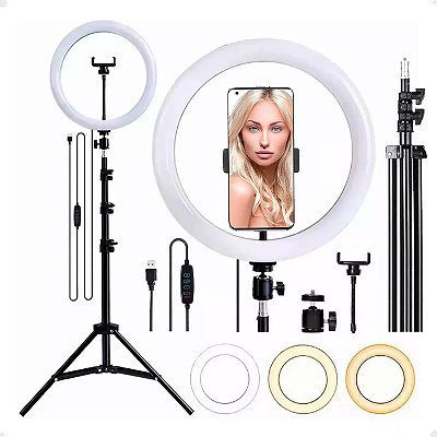 Iluminador Ring Light Lorben Arco Aro De Led 26cm 10 Polegadas Selfie Youtuber Blogueiro Maquiagem