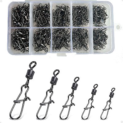 Kit 210 Snap Girador Lorben Pesca Engate Rápido com Estojo de Armazenamento