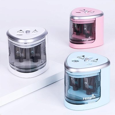 Apontador Elétrico Duplo Lorben a Pilha Lápis 6-8mm e 9-12mm Portátil