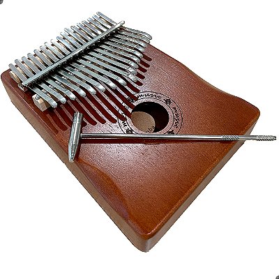 Kalimba Piano de Dedo 17 Chaves Lorben Instrumento Percussão Metal Madeira Mogno