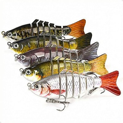 Kit 5 Isca Artificial Articulada Lambari Pesca Lorben