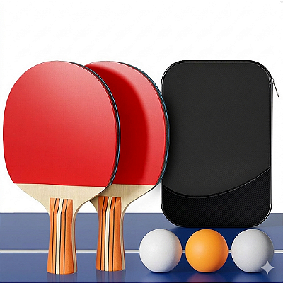 Kit Ping Pong 2 Raquete Tênis de Mesa 3 Bolinha com Estojo Lorben