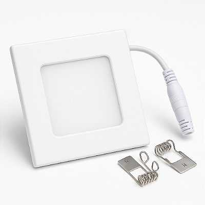 Plafon Painel de LED QUADRADO de Embutir 9cm de diâmetro Bivolt (110/220V)- 3W - 3000k