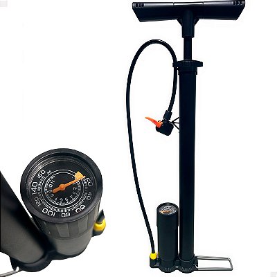 Bomba Manual de Ar com Manômetro Profissional – Alta Pressão 160 PSI