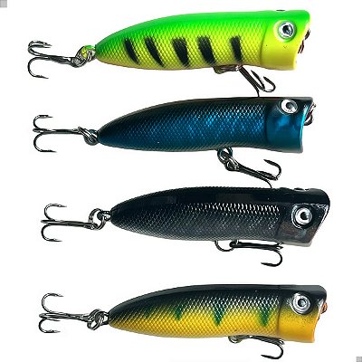Kit 4 Iscas Artificiais Popper Superfície Tucunaré Traíra