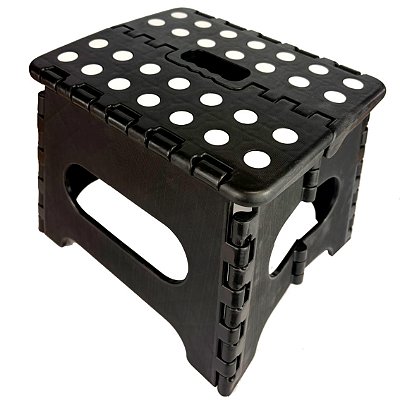 Banqueta Plástica Dobrável Preta 19 cm – Lorben | Suporta 150 kg