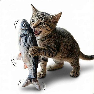Peixe Elétrico Recarregável Interativo para Gatos USB