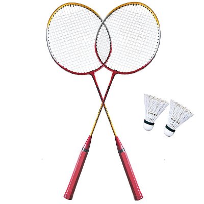 Kit Badminton Lorben 2 Raquetes e Petecas lazer Completo