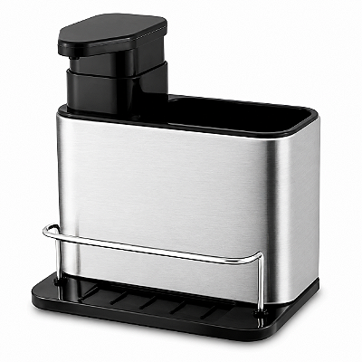 DISPENSER PORTA DETERGENTE INOX 3 EM 1 COM PORTA ESPONJA