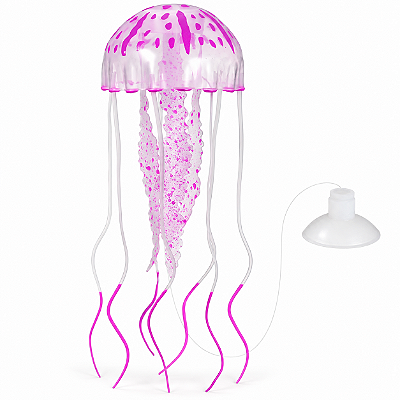 Enfeite para Aquário Água-Viva Artificial de Silicone Flutuante com Efeito Neon Fluorescente