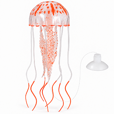 Enfeite para Aquário Água-Viva Artificial de Silicone Flutuante com Efeito Neon Fluorescente