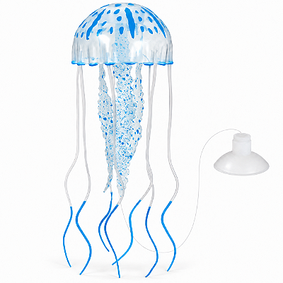 Enfeite para Aquário Água-Viva Artificial de Silicone Flutuante com Efeito Neon Fluorescente