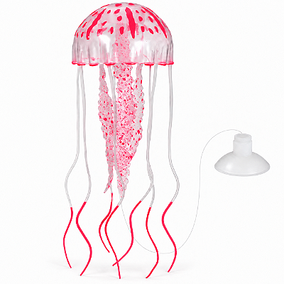 Enfeite para Aquário Água-Viva Artificial de Silicone Flutuante com Efeito Neon Fluorescente