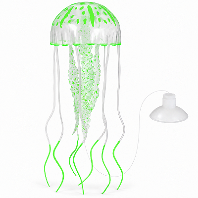 Enfeite para Aquário Água-Viva Artificial de Silicone Flutuante com Efeito Neon Fluorescente