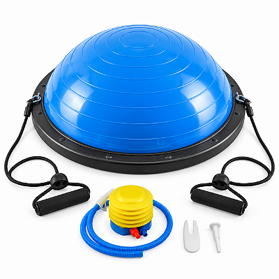 meia Bola bosu 60cm Alças Extensores Antiestouro PVC inclui bomba de ar