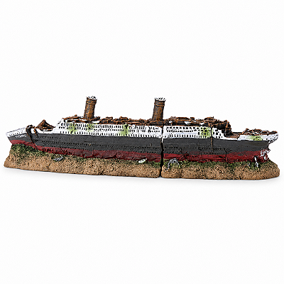 Enfeite Para Aquário Navio Titanic Naufragado 2 Partes